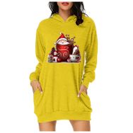 Generisch Noel Baskı 2025 Modern Kapüşonlu Uzun Kollu Sarı 4 Kadın Sweatshirt