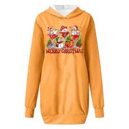 Generisch Noel Baskı 2025 Modern Kapüşonlu Uzun Kollu Sarı-A Kadın Sweatshirt