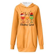 Generisch Noel Baskı 2025 Modern Kapüşonlu Uzun Kollu Sarı-C Kadın Sweatshirt