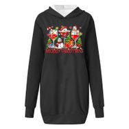 Generisch Noel Baskı 2025 Modern Kapüşonlu Uzun Kollu Siyah Schwarz-A Kadın Sweatshirt