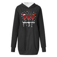 Generisch Noel Baskı 2025 Modern Kapüşonlu Uzun Kollu Siyah Schwarz-B Kadın Sweatshirt