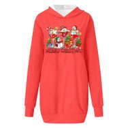 Generisch Noel Baskı 2025 Modern Kapüşonlu Uzun Kollu Turuncu-A Kadın Sweatshirt