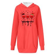 Generisch Noel Baskı 2025 Modern Kapüşonlu Uzun Kollu Turuncu-B Kadın Sweatshirt