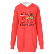 Generisch Noel Baskı 2025 Modern Kapüşonlu Uzun Kollu Turuncu-C Kadın Sweatshirt