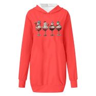 Generisch Noel Baskı 2025 Modern Kapüşonlu Uzun Kollu Turuncu-D Kadın Sweatshirt
