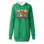Generisch Noel Baskı 2025 Modern Kapüşonlu Uzun Kollu Yeşil-A Kadın Sweatshirt