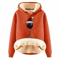 Generisch Noel Baskılı 2025 Boş Zaman Kapüşonlu Uzun Kollu Turuncu-E Kadın Sweatshirt