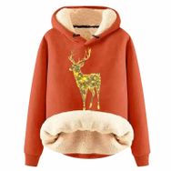 Generisch Noel Baskılı 2025 Boş Zaman Kapüşonlu Uzun Kollu Turuncu-F Kadın Sweatshirt