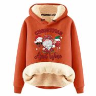 Generisch Noel Baskılı 2025 Boş Zaman Kışlık Kapüşonlu Uzun Kollu G-Turuncu Kadın Sweatshirt