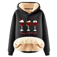 Generisch Noel Baskılı 2025 Boş Zaman Kışlık Kapüşonlu Uzun Kollu Siyah Schwarz A Kadın Sweatshirt