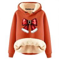 Generisch Noel Baskılı 2025 Boş Zaman Kışlık Kapüşonlu Uzun Kollu Turuncu-D Kadın Sweatshirt