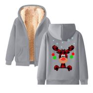 Generisch Noel Baskılı 2025 Kapüşonlu Kışlık Uzun Kollu Açık Gri-5 Kadın Sweatshirt