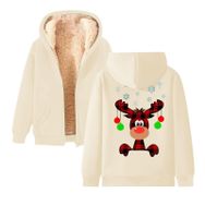 Generisch Noel Baskılı 2025 Kapüşonlu Kışlık Uzun Kollu Bej-5 Kadın Sweatshirt