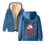 Generisch Noel Baskılı 2025 Kapüşonlu Kışlık Uzun Kollu Gök Mavisi-1 Kadın Sweatshirt