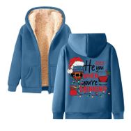 Generisch Noel Baskılı 2025 Kapüşonlu Kışlık Uzun Kollu Gök Mavisi-2 Kadın Sweatshirt