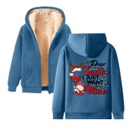 Generisch Noel Baskılı 2025 Kapüşonlu Kışlık Uzun Kollu Gök Mavisi-3 Kadın Sweatshirt
