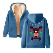 Generisch Noel Baskılı 2025 Kapüşonlu Kışlık Uzun Kollu Gök Mavisi-5 Kadın Sweatshirt