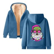 Generisch Noel Baskılı 2025 Kapüşonlu Kışlık Uzun Kollu Gündelik A-Mavi Kadın Sweatshirt
