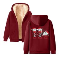 Generisch Noel Baskılı 2025 Kapüşonlu Kışlık Uzun Kollu Gündelik C-Şarap Kadın Sweatshirt