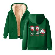 Generisch Noel Baskılı 2025 Kapüşonlu Kışlık Uzun Kollu Gündelik C-Yeşil Kadın Sweatshirt