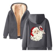 Generisch Noel Baskılı 2025 Kapüşonlu Kışlık Uzun Kollu Gündelik E-Gri Kadın Sweatshirt