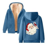 Generisch Noel Baskılı 2025 Kapüşonlu Kışlık Uzun Kollu Gündelik E-Mavi Kadın Sweatshirt