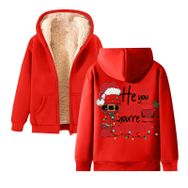 Generisch Noel Baskılı 2025 Kapüşonlu Kışlık Uzun Kollu Kırmızı-2 Kadın Sweatshirt