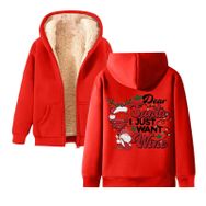 Generisch Noel Baskılı 2025 Kapüşonlu Kışlık Uzun Kollu Kırmızı-3 Kadın Sweatshirt