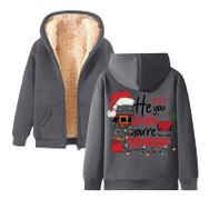 Generisch Noel Baskılı 2025 Kapüşonlu Kışlık Uzun Kollu Koyu Gri-2 Kadın Sweatshirt