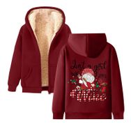 Generisch Noel Baskılı 2025 Kapüşonlu Kışlık Uzun Kollu Şarap-1 Kadın Sweatshirt