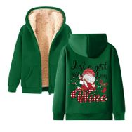 Generisch Noel Baskılı 2025 Kapüşonlu Kışlık Uzun Kollu Yeşil-1 Kadın Sweatshirt