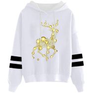 Generisch Noel Baskılı 2025 Kapüşonlu Uzun Kollu Beyaz-3 Kadın Sweatshirt