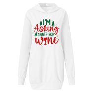 Generisch Noel Baskılı 2025 Kapüşonlu Uzun Kollu Boş Zaman Zarif Beyaz 1 Kadın Sweatshirt