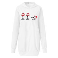 Generisch Noel Baskılı 2025 Kapüşonlu Uzun Kollu Boş Zaman Zarif Beyaz 3 Kadın Sweatshirt