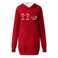 Generisch Noel Baskılı 2025 Kapüşonlu Uzun Kollu Boş Zaman Zarif Kırmızı 3 Kadın Sweatshirt