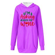 Generisch Noel Baskılı 2025 Kapüşonlu Uzun Kollu Boş Zaman Zarif Lila 1 Kadın Sweatshirt