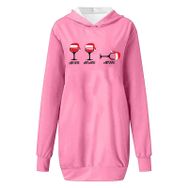 Generisch Noel Baskılı 2025 Kapüşonlu Uzun Kollu Boş Zaman Zarif Pembe 3 Kadın Sweatshirt