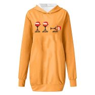 Generisch Noel Baskılı 2025 Kapüşonlu Uzun Kollu Boş Zaman Zarif Sarı 3 Kadın Sweatshirt