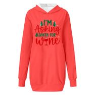 Generisch Noel Baskılı 2025 Kapüşonlu Uzun Kollu Boş Zaman Zarif Turuncu 1 Kadın Sweatshirt