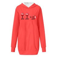 Generisch Noel Baskılı 2025 Kapüşonlu Uzun Kollu Boş Zaman Zarif Turuncu 3 Kadın Sweatshirt