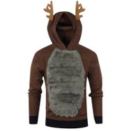 Generisch Noel Baskılı 2025 Kapüşonlu Uzun Kollu Gri Kadın Sweatshirt