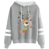 Generisch Noel Baskılı 2025 Kapüşonlu Uzun Kollu Gündelik D-Light Gri Kadın Sweatshirt