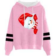 Generisch Noel Baskılı 2025 Kapüşonlu Uzun Kollu Gündelik Pembe 1 Kadın Sweatshirt