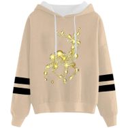 Generisch Noel Baskılı 2025 Kapüşonlu Uzun Kollu Haki-3 Kadın Sweatshirt