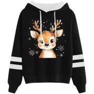 Generisch Noel Baskılı 2025 Kapüşonlu Uzun Kollu Siyah-4 Kadın Sweatshirt