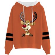 Generisch Noel Baskılı 2025 Kapüşonlu Uzun Kollu Turuncu-1 Kadın Sweatshirt