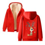 Generisch Noel Baskılı 2025 Kapüşonlu Uzun Kollu Zarif Gündelik A-Kırmızı Kadın Sweatshirt
