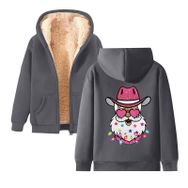 Generisch Noel Baskılı 2025 Kapüşonlu Uzun Kollu Zarif Gündelik D-Gri Kadın Sweatshirt