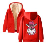 Generisch Noel Baskılı 2025 Kapüşonlu Uzun Kollu Zarif Gündelik D-Kırmızı Kadın Sweatshirt