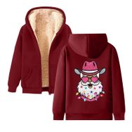 Generisch Noel Baskılı 2025 Kapüşonlu Uzun Kollu Zarif Gündelik D Şarap Kadın Sweatshirt
